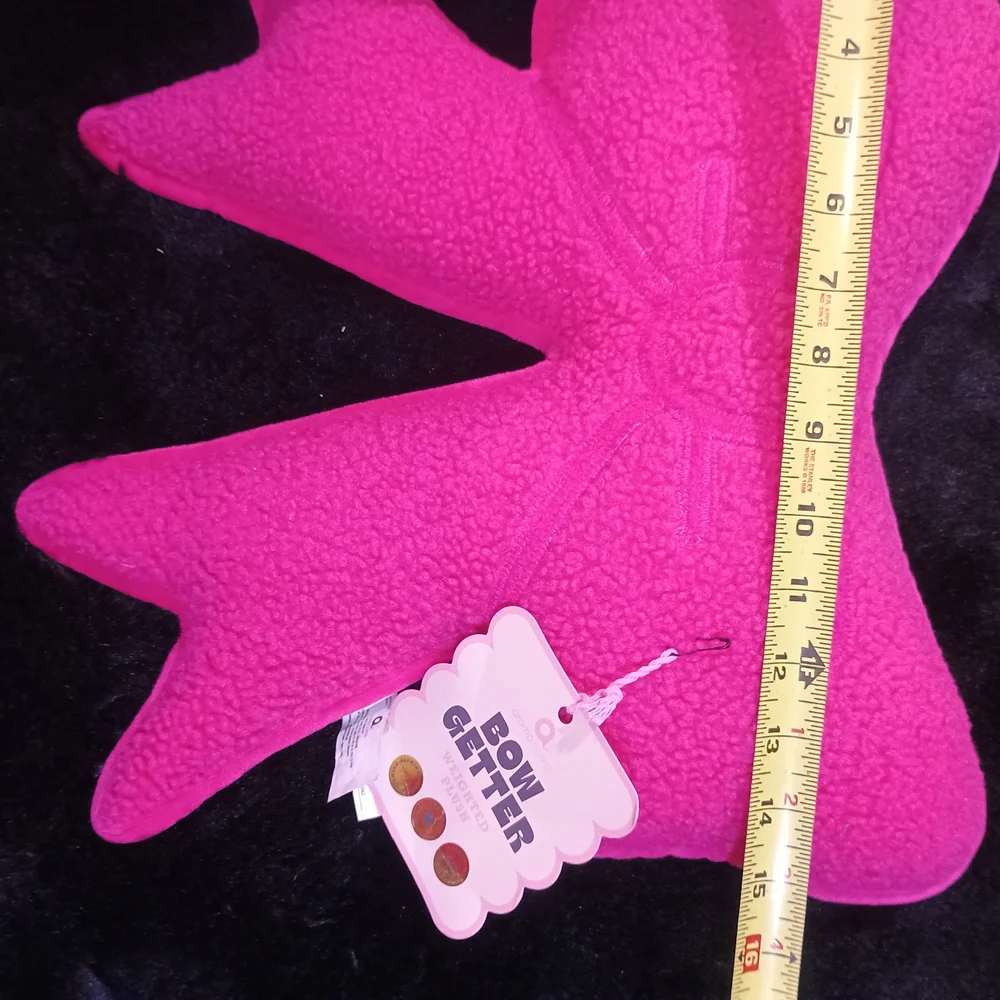 New Bow Getter Hot Pink Weighted Sherpa Bow Decorative Pillow Size 15x14